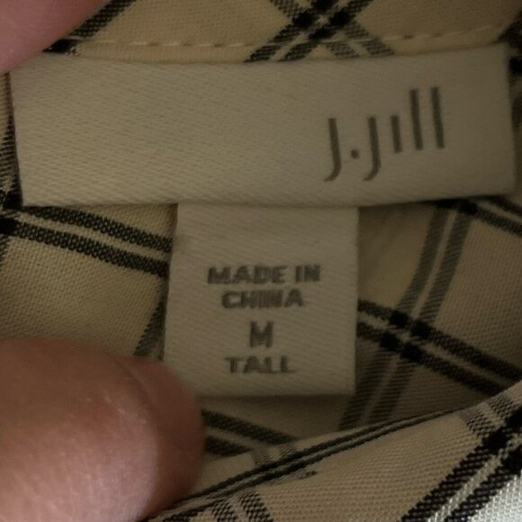 J Jill Womens Button Back Tunic Size MT Cream Plaid Clean Girl Twee Capsule NWT - Picture 9 of 13